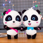 Peluches Pandas à Nœuds Rose et Bleu, Yeux Bleus