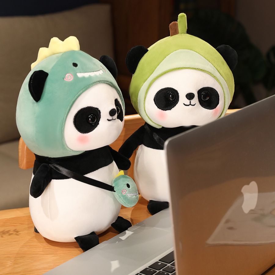 Peluche Panda Mignonne à Capuche Avocat et Sac