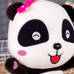 Peluches Pandas à Nœuds Rose et Bleu, Yeux Bleus