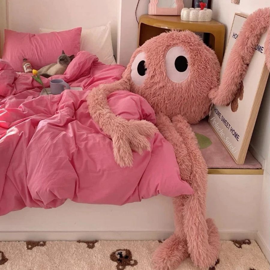 Peluche Verte Menthe à Grands Yeux et Longs Bras