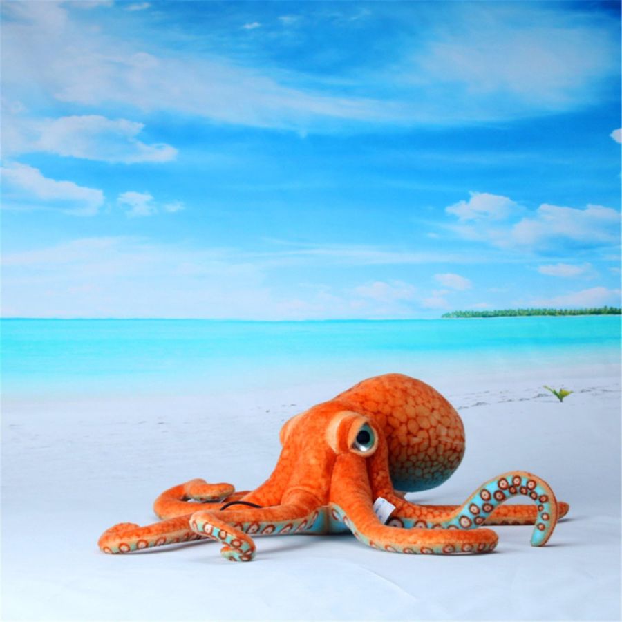 Grande Peluche Poulpe Orange à Motif Alvéolé