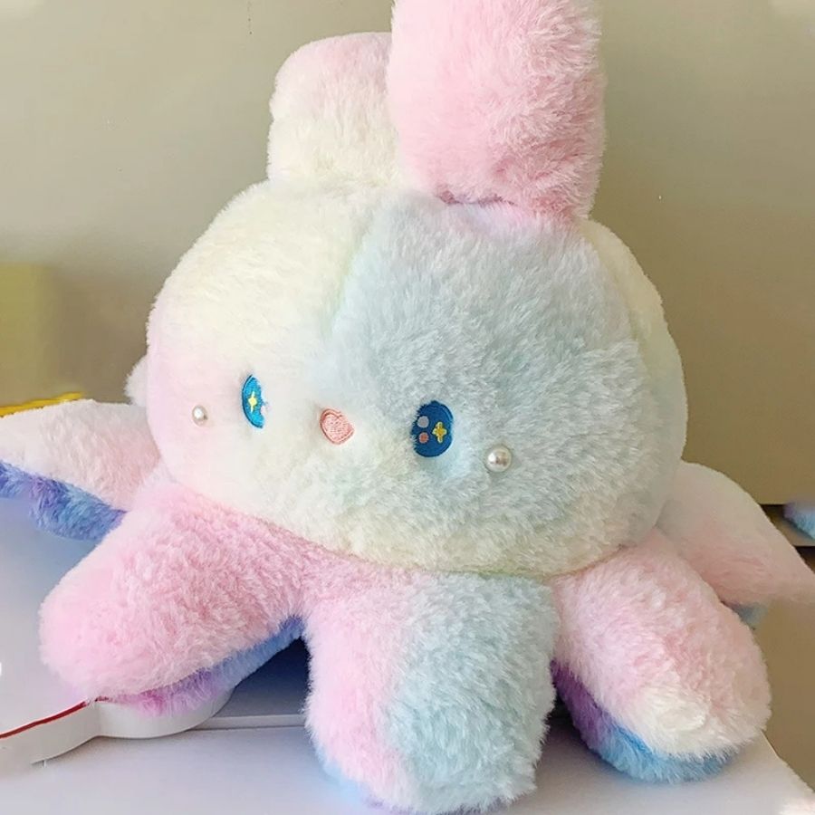 Peluche Lapin Pieuvre Kawaii Pastel Tie-Dye