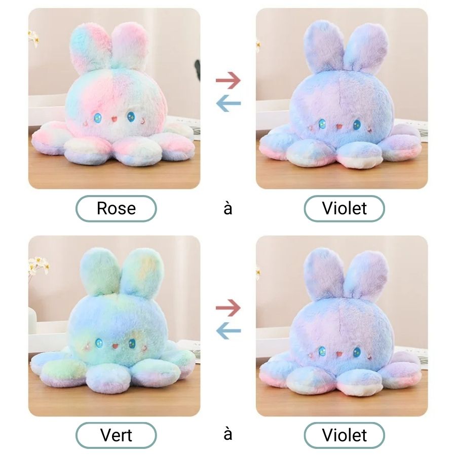 Peluche Lapin Pieuvre Kawaii Pastel Tie-Dye