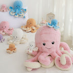 Peluche Poulpe Géant Rose en Velours et Côtelé