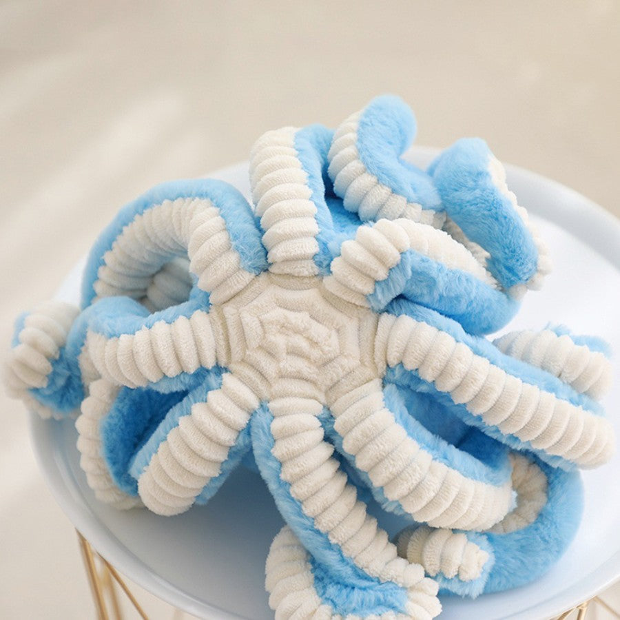 Peluche Poulpe Géant Rose en Velours et Côtelé
