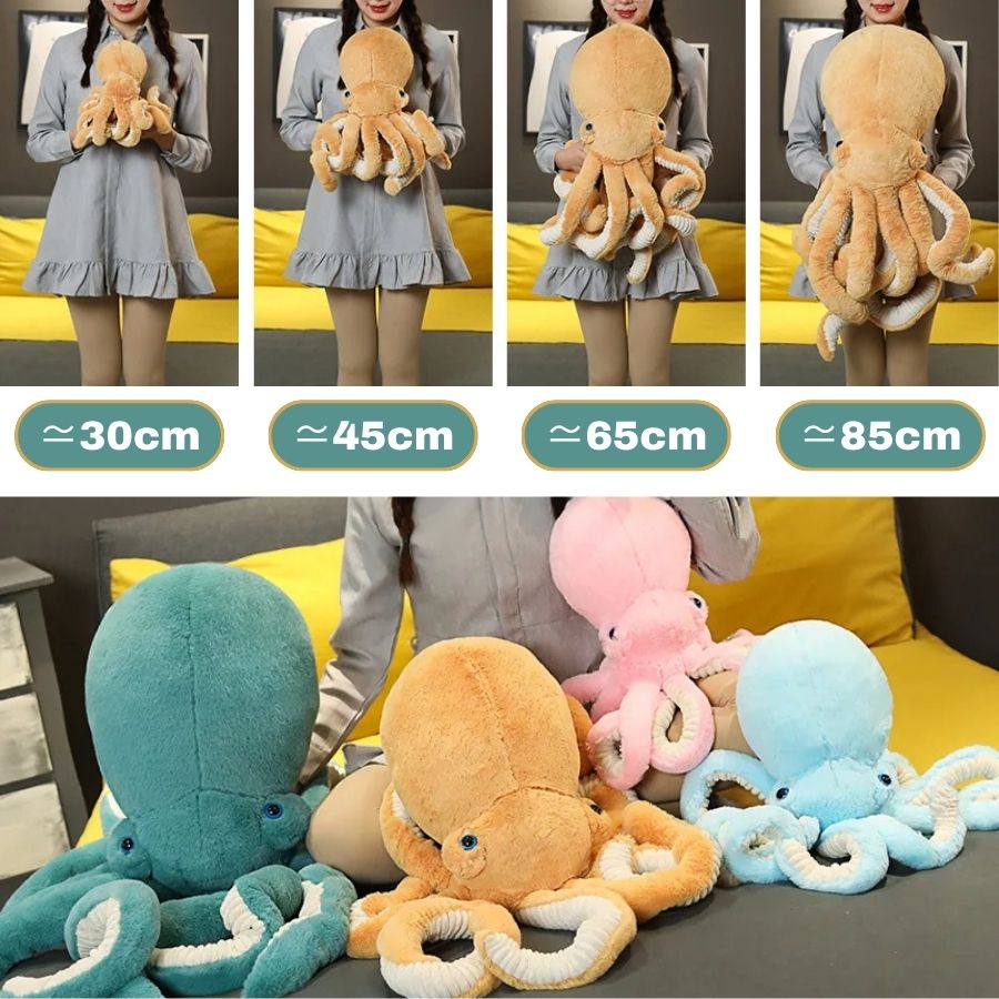 Peluche Pieuvre Mignonne en Tissu Doux Multicolore