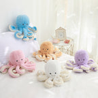 Peluche Poulpe Géant Rose en Velours et Côtelé