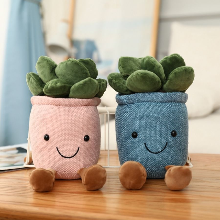 Peluche Succulente Kawaii avec Visage Souriant et Pieds
