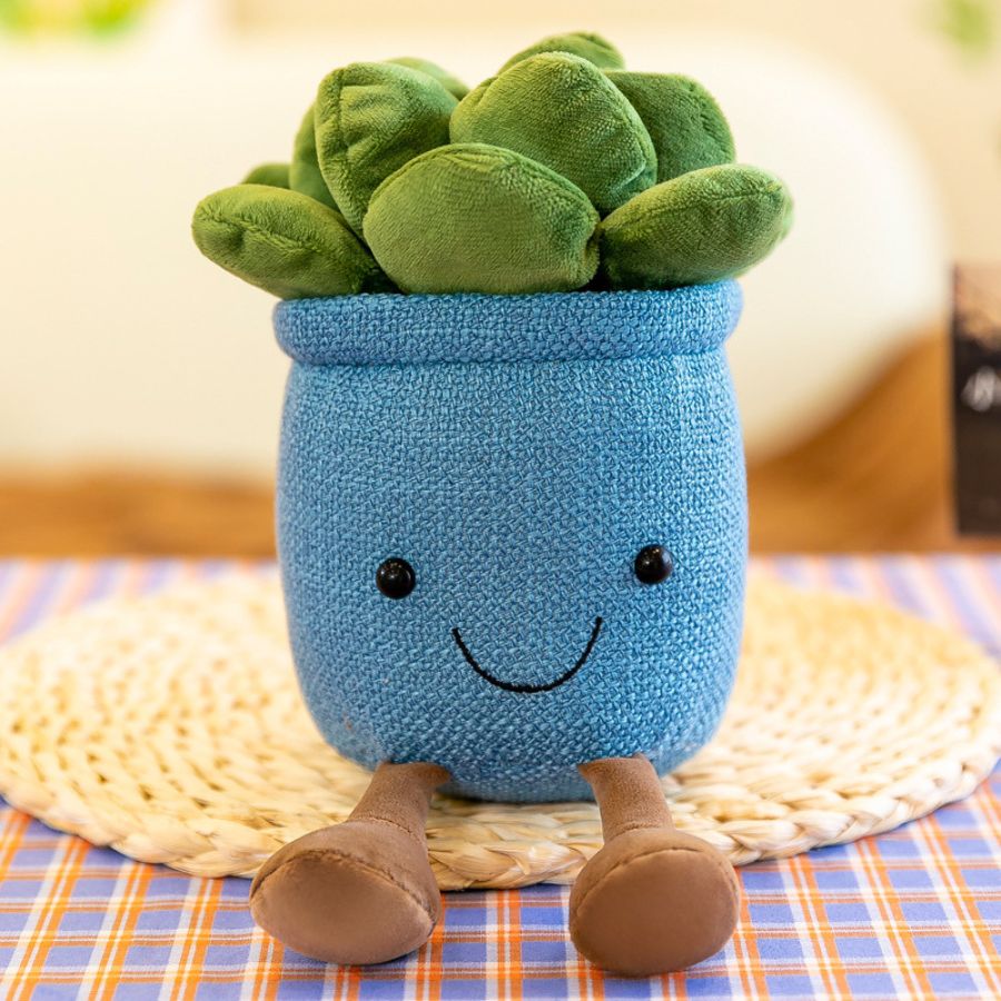 Peluche Succulente Kawaii avec Visage Souriant et Pieds
