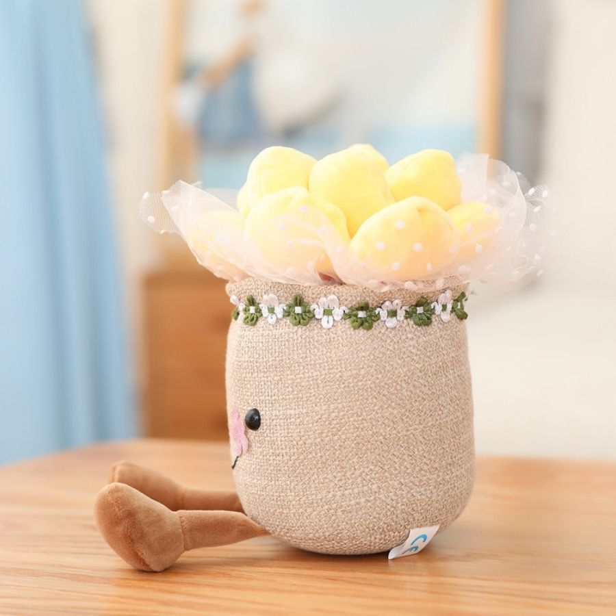 Peluche Succulente Souriante en Pot avec Pieds