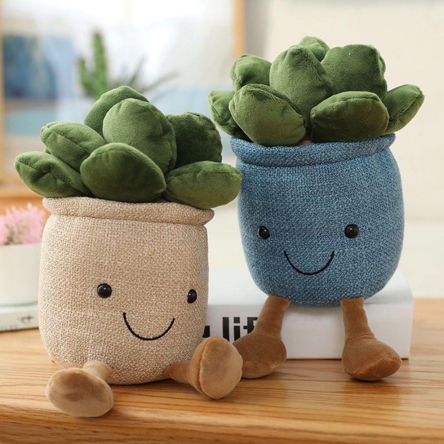 Peluche Succulente Kawaii avec Visage Souriant et Pieds