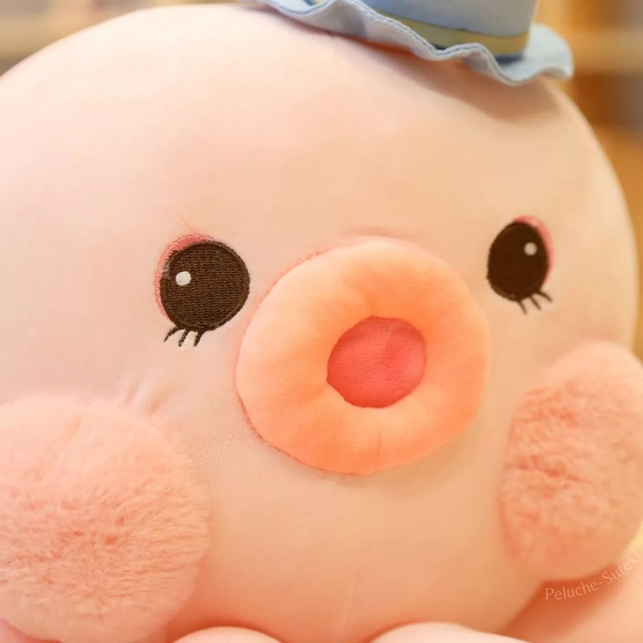 Peluche Pieuvre Pastel avec Chapeau et Joues Roses