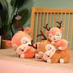 Peluche Faon Rose Pêche Dormant à Cils Brodés