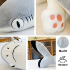 Peluche de Requin Grise et Blanche aux Grands Yeux