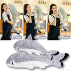 Peluche de Requin Grise et Blanche aux Grands Yeux