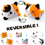 Peluche Réversible Chat Tricolore à Deux Émotions