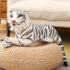 Peluche Tigre Blanc Géant aux Rayures Noires