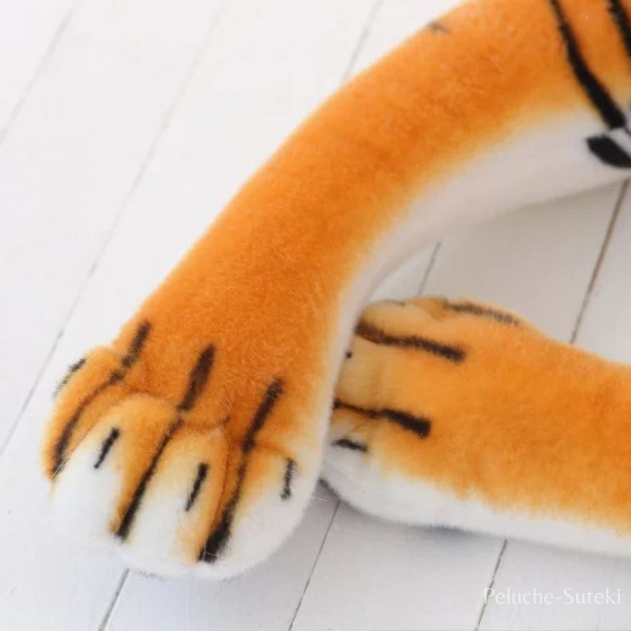 Peluche Tigre Réaliste Couché Orange et Noir