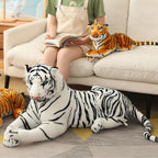 Peluche Tigre Blanc Géant aux Rayures Noires