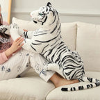 Peluche Tigre Blanc Géant aux Rayures Noires