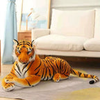 Peluche Tigre Réaliste Couché Orange et Noir