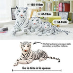 Peluche Tigre Blanc Géant aux Rayures Noires