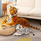 Peluche Tigre Réaliste Couché Orange et Noir