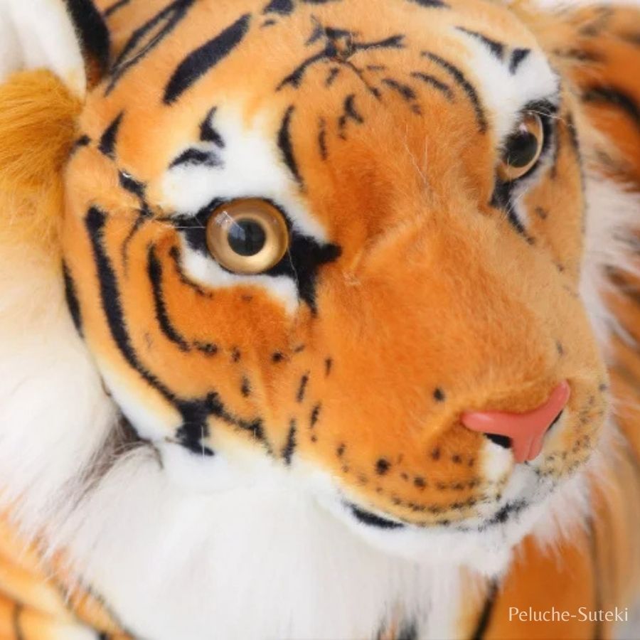 Peluche Tigre Réaliste Couché Orange et Noir