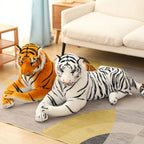 Peluche Tigre Blanc Géant aux Rayures Noires