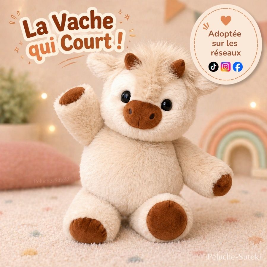 Doudou Veau Crème en Peluche avec Cornes Marron
