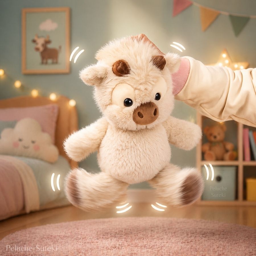 Doudou Veau Crème en Peluche avec Cornes Marron