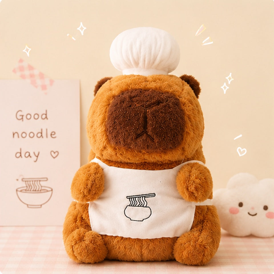 Peluche Capybara Chef avec Toque et Tablier Ramen