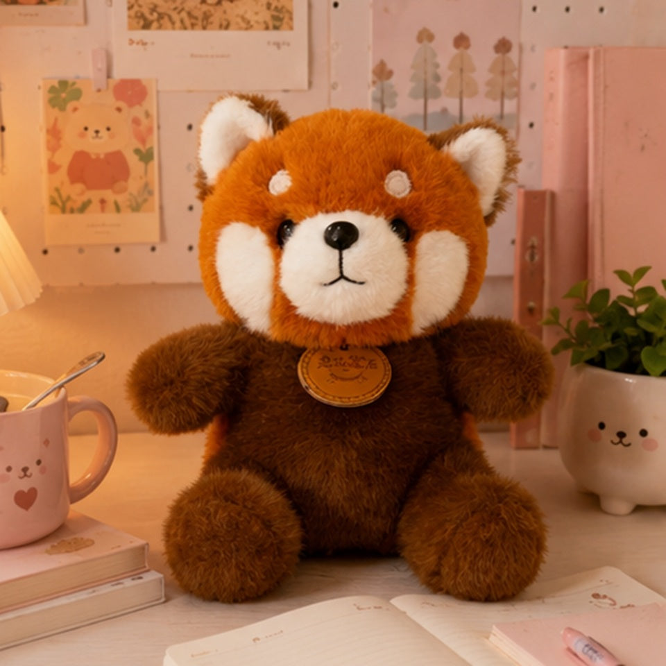 Peluche Panda Roux Assise Orange et Marron