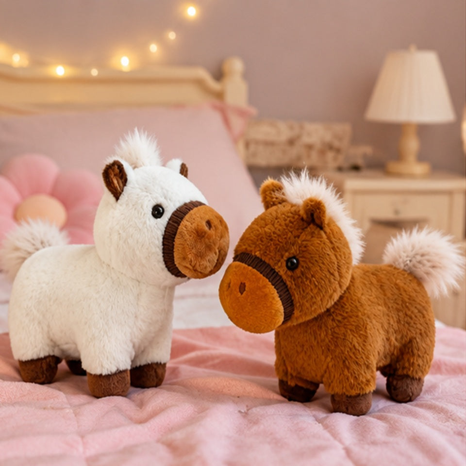 Cheval en Peluche Mignon à Crinière Moelleuse