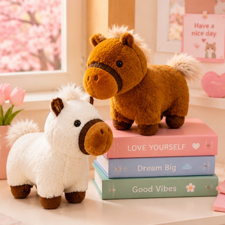 Cheval en Peluche Mignon à Crinière Moelleuse