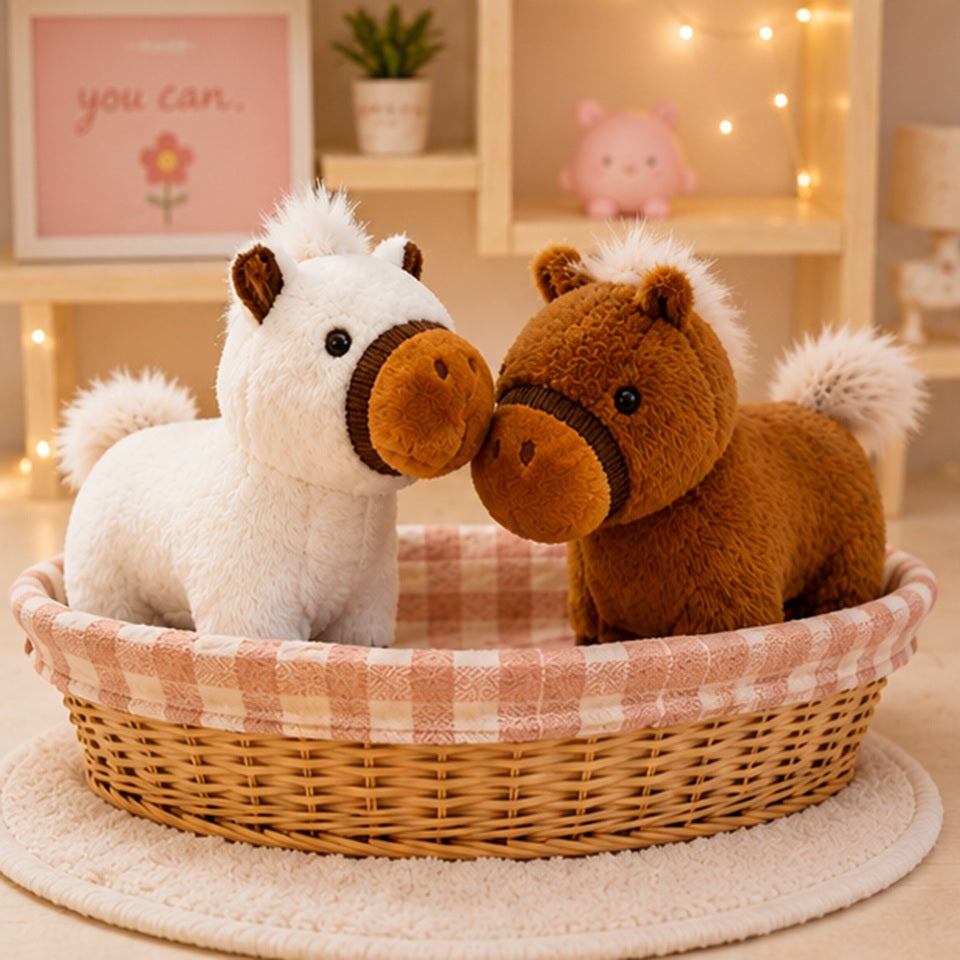 Cheval en Peluche Mignon à Crinière Moelleuse