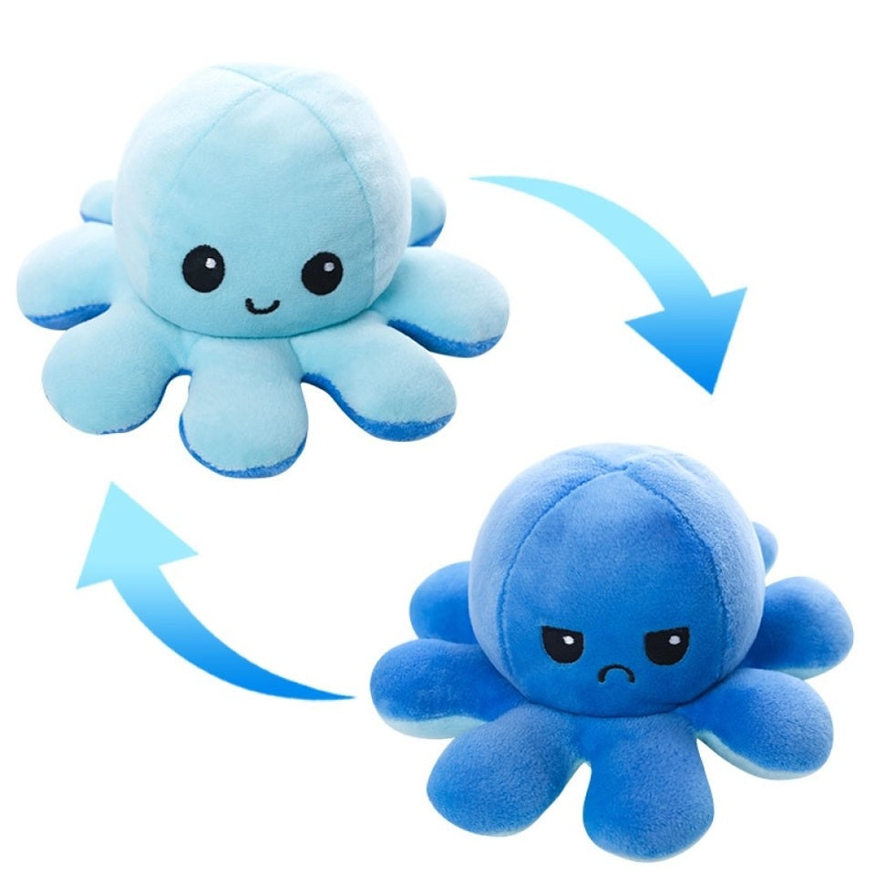 Peluche Octopus Réversible Bleu