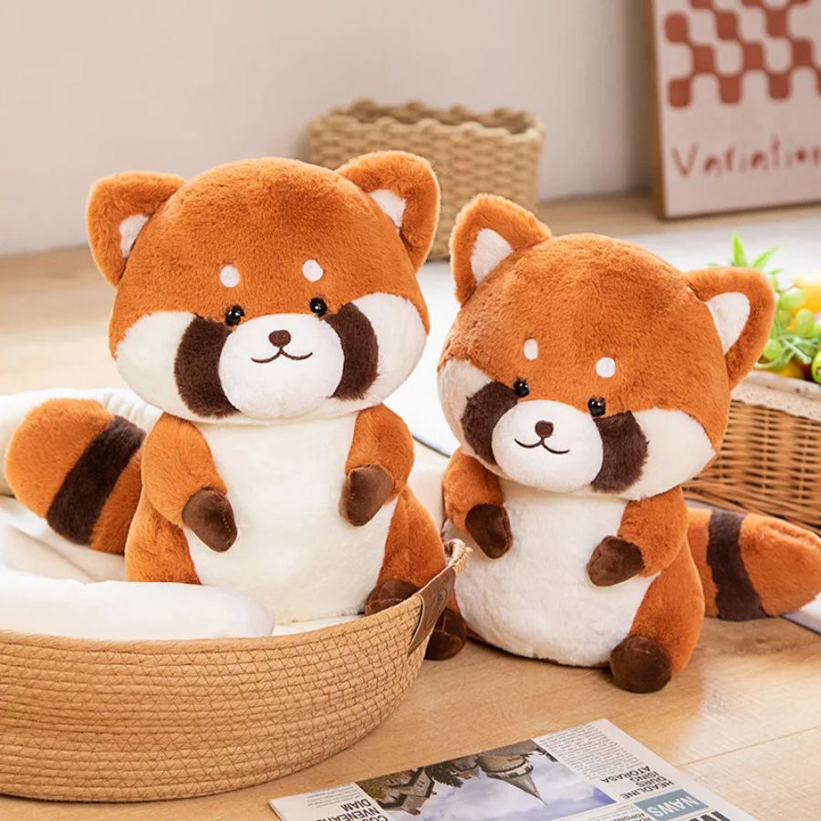 Peluche de Panda Roux Douce Orange à Détails Blancs