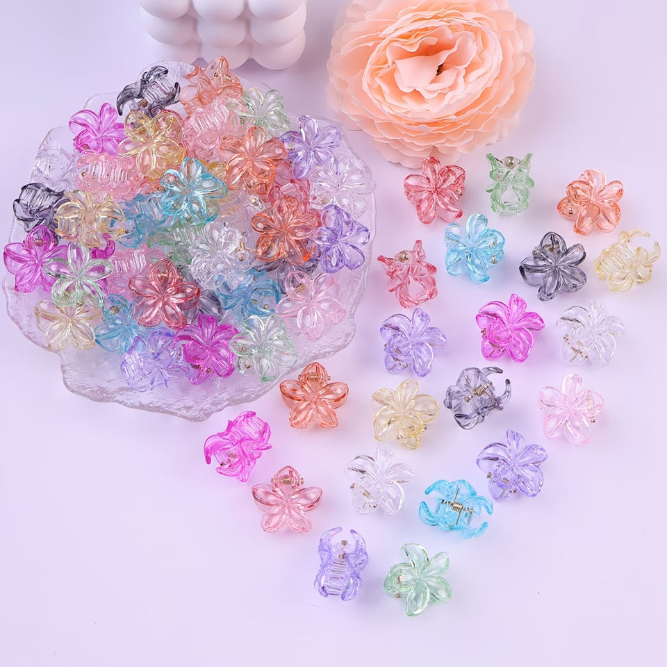 Pinces à Cheveux Fleurs Transparentes Lot de 2