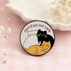 Pin's en Émail Rond 'Certified Cat Lady' aux Chats Mignons