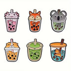 Pin's Bubble Tea Kawaii aux Animaux