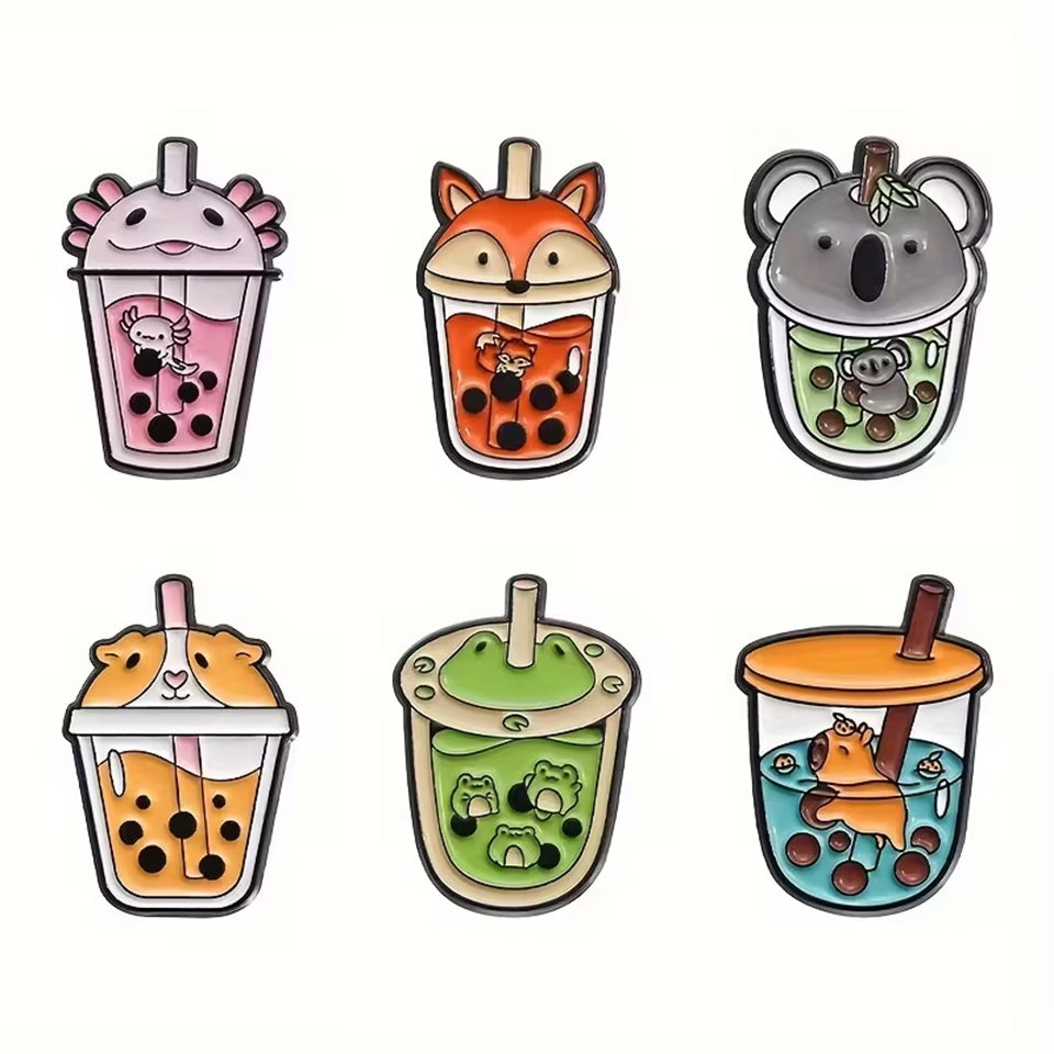 Pin's Bubble Tea Kawaii aux Animaux