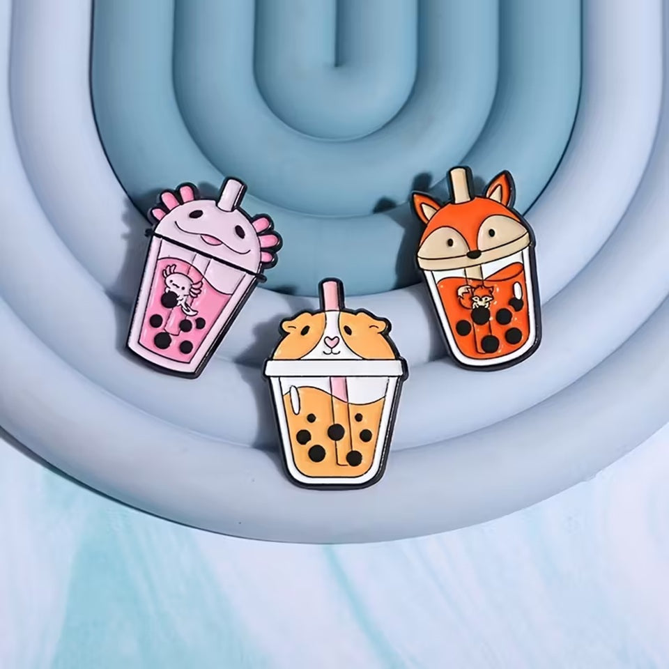 Pin's Bubble Tea Kawaii aux Animaux