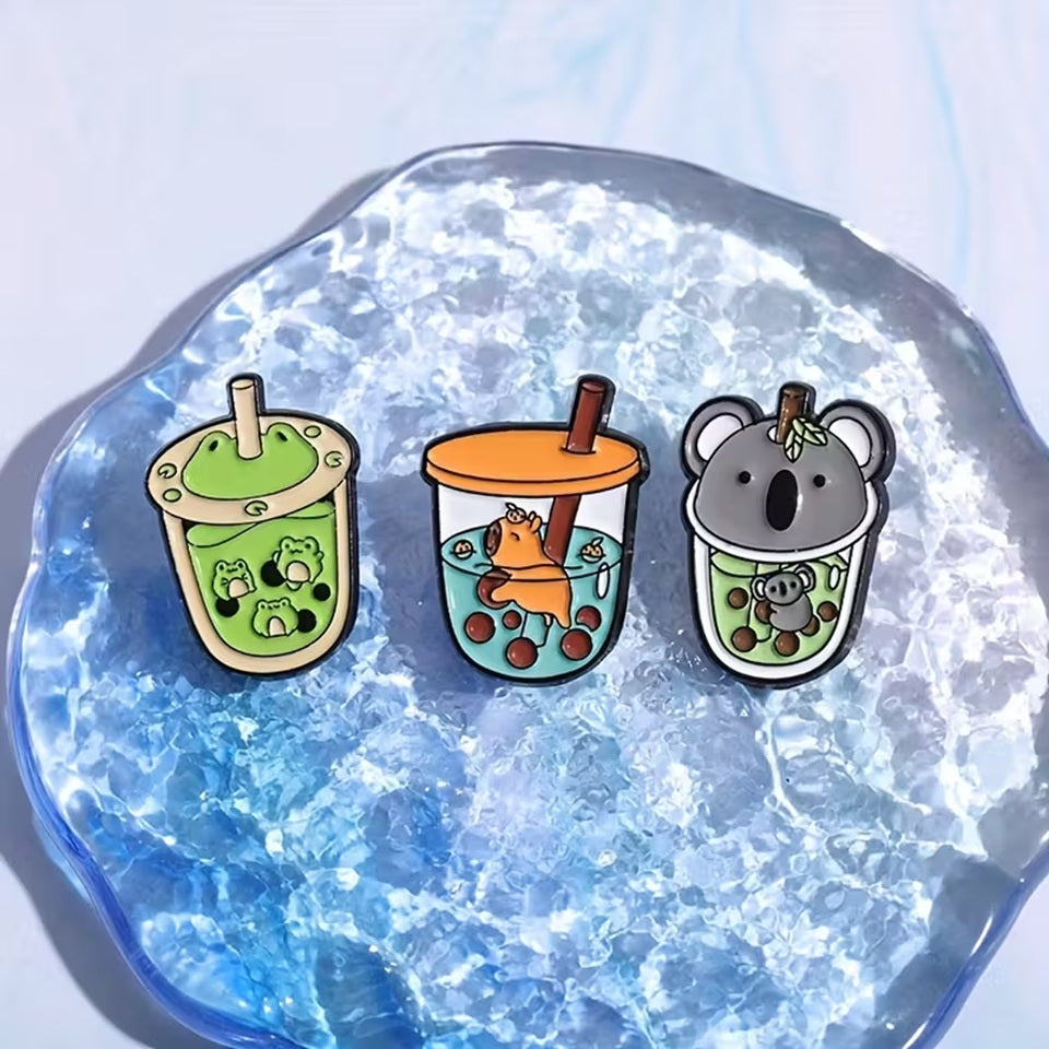 Pin's Bubble Tea Kawaii aux Animaux