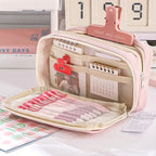 Grande Trousse Rose Pâle à Fenêtre et Double Zip
