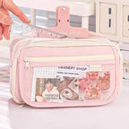 Grande Trousse Rose Pâle à Fenêtre et Double Zip
