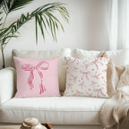 Housses de Coussin Roses à Motifs Nœuds et Cerises
