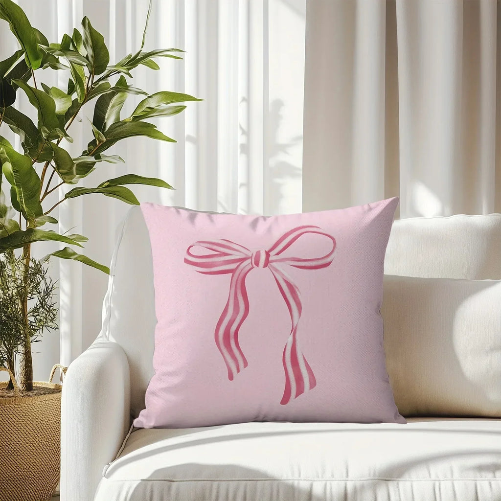 Housses de Coussin Roses à Motifs Nœuds et Cerises