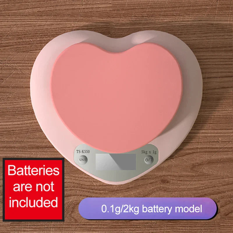 Balance de cuisine numérique rose en forme de cœur - Câlin Kawaii