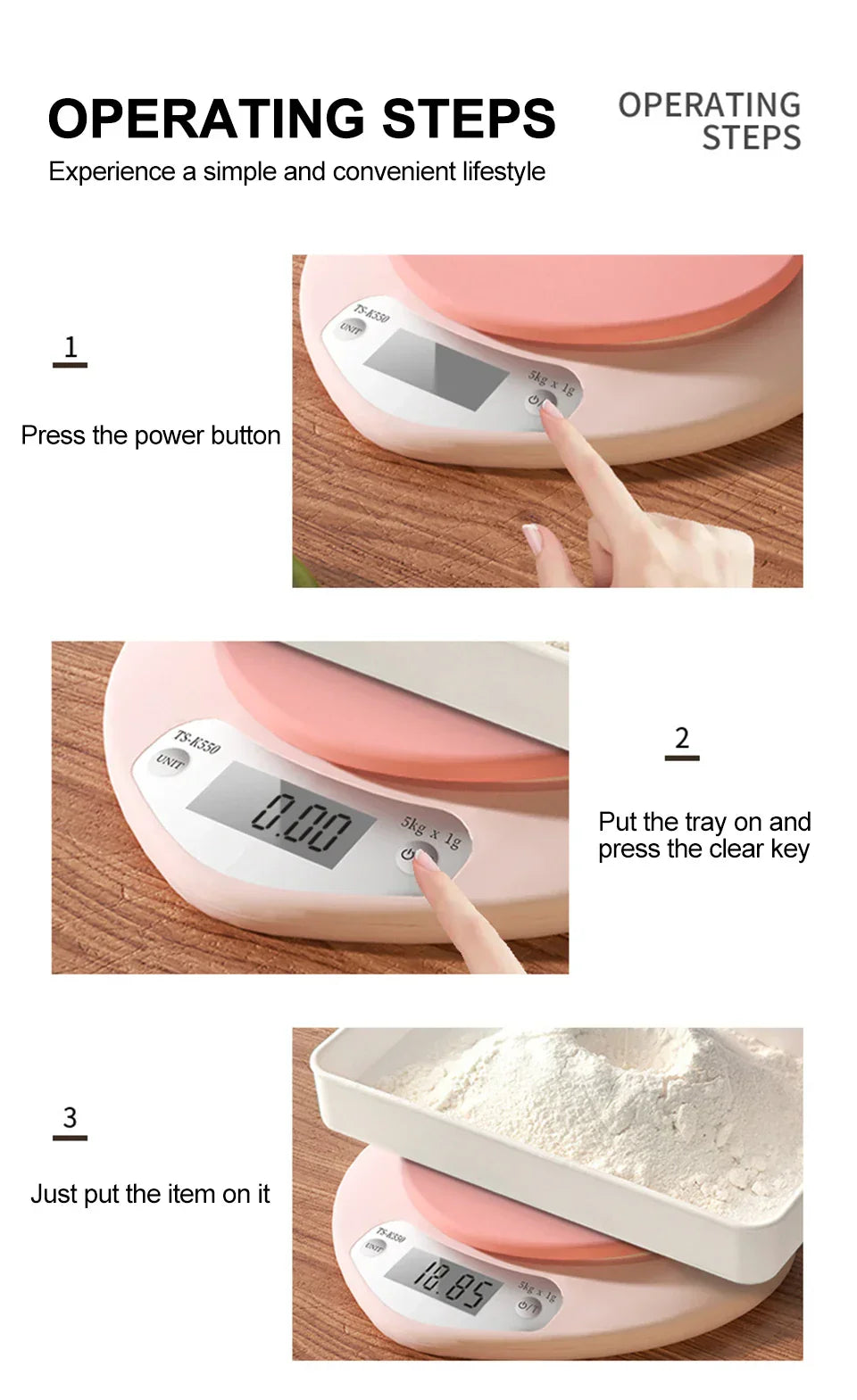 Balance de Cuisine Digitale Rose Pâle Ovale